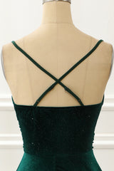 Bridesmaid Dress Gown, Velvet Green Holiday Party Dress