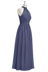 Party Dress Outfit Ideas, Lavender Chiffon Halter Long Bridesmaid Dress