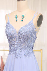 Bridal Bouquet, Lavender A Line Lace Up Long Prom Dress With Appliques