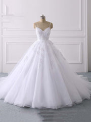 Wedding Dress Classy Elegant, Lace Applique Ball Gown Vestido Wedding Dresses Spaghetti Straps