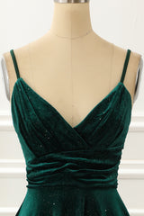 Bridesmaid Dressing Gown, Velvet Green Holiday Party Dress