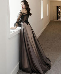 Mother Of The Bride Dress, Black Tulle A Line Lace Long Prom Dress, Tulle Lace Formal Dress