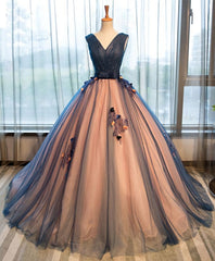 Party Dress Names, Tulle V Neck Long Prom Gown Tulle Evening Gown