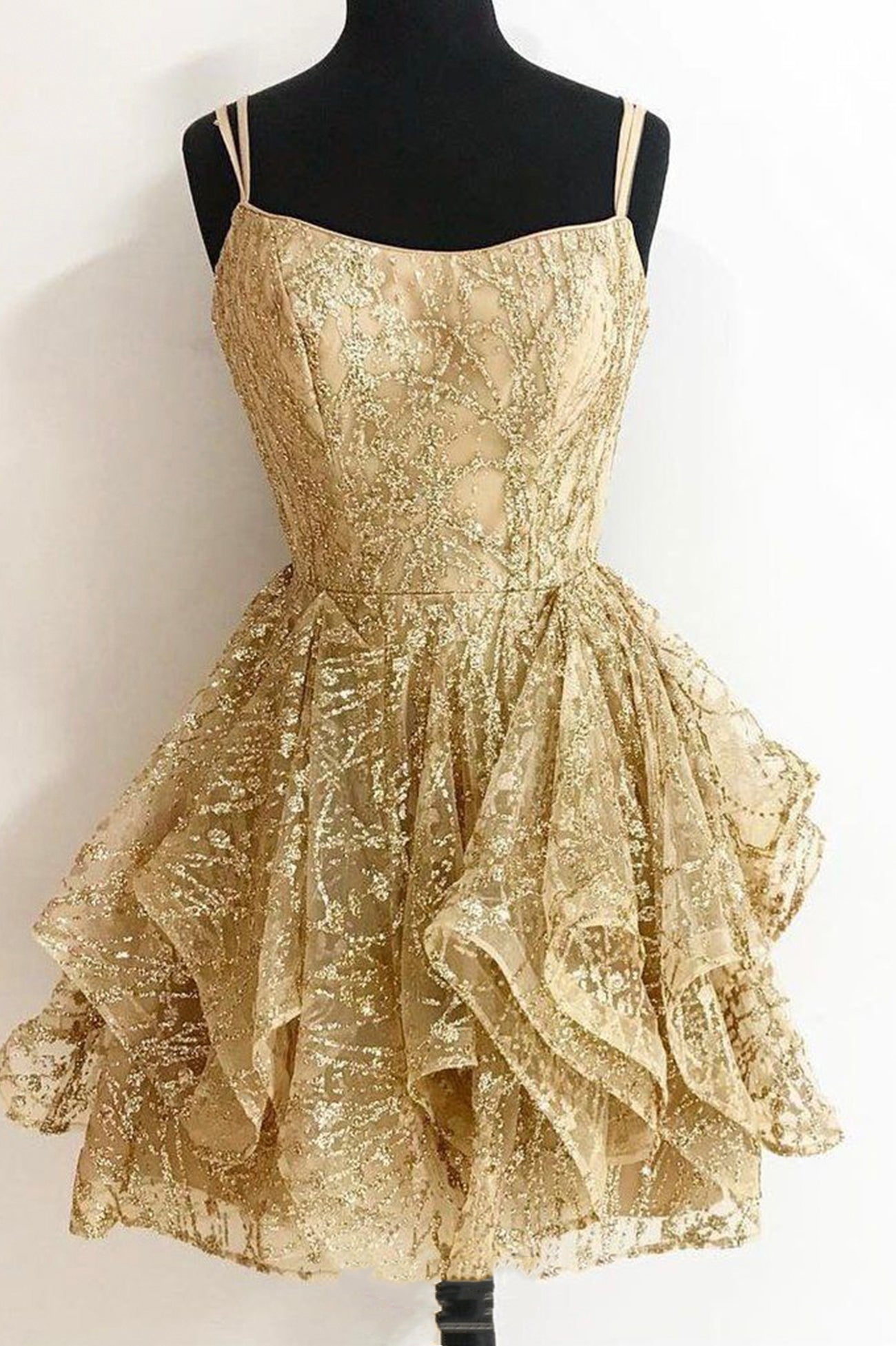 Bridesmaids Dress Fall, Gold Sequins Short Prom Dresses, A-Line Homecoming Dresses