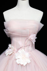 Prom Dress Guide, Lovely Pink Tull Applique Ball Gown Formal Dress, Pink Sweet 16 Dress