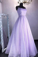 Bridesmaid Dress White, Cute Tulle Sequins Long Prom Dresses, A-Line Backless Evening Dresses