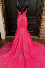 Prom Dress Boutiques, Mermaid Sequins Long Prom Dresses, V-Neck Evening Party Dresses