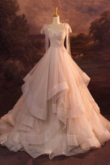 Formal Dress Long Gown, V-Neck Tulle Long Ball Gown, A-Line Formal Evening Gown