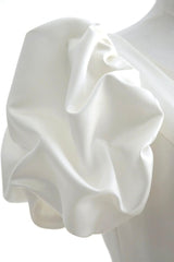 Wedding Dresses Idea, White V-Neck Satin Long Formal Dress, Wedding Formal Dress