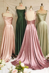 103 Prom Dress, Simple Satin Long Prom Dresses, A-Line Evening Party Dresses