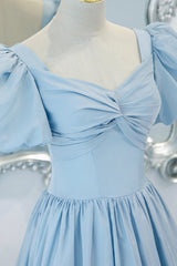 Homecoming Dresses Tight, Blue A-Line Long Prom Dress, Blue Formal Evening Dress