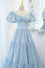 Homecoming Dresses 2030, Blue A-Line Long Prom Dress, Blue Formal Evening Dress