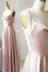 Orange Dress, Simple Satin Long Prom Dresses, A-Line Evening Party Dresses