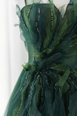 Prom Dresses Green Emerald, Green Tulle Long A-Line Prom Dress, Green Formal Evening Dress