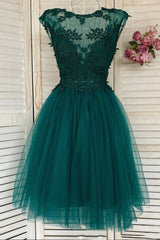 Bridesmaid Dresses Affordable, Green Lace Short Prom Dress, A-Line Homecoming Dress
