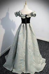 Prom Dresses Inspired, Off the Shoulder Satin Long Prom Dress, A-Line Evening Dress