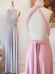 Wedding Dresses Custom, Elegant A-Line Pink Long Bridesmaid Dress Wedding Party Dress