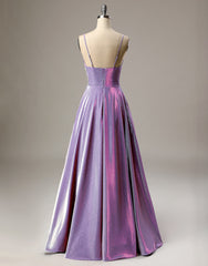 Trendy Dress Outfit, A-Line Long Prom Dress Spaghetti Straps Lilac Evening Dress
