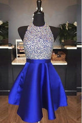 Homecoming Dresses Short Prom, Elegant Halter Short Royal Blue Homecoming Dress