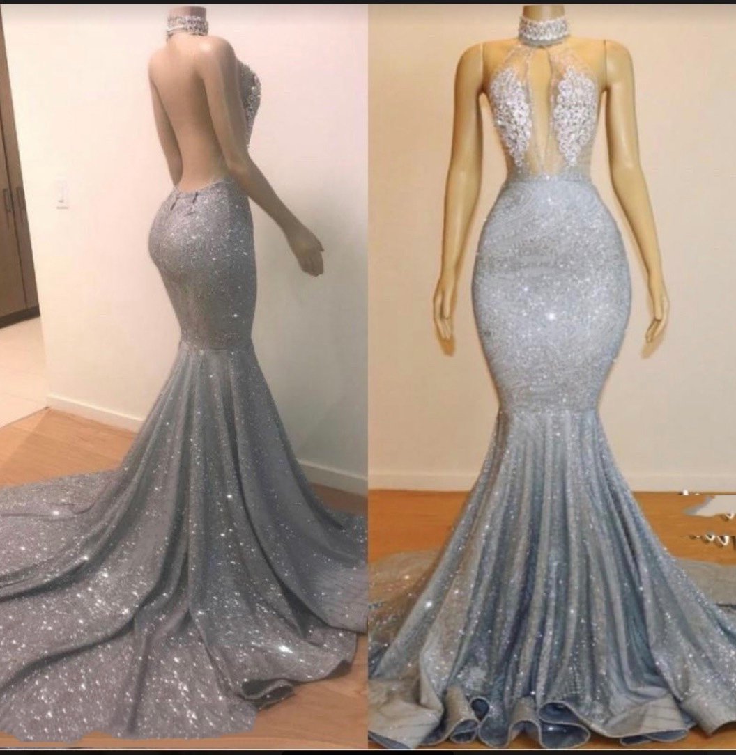 Prom Dress Brands, 2024 High Neck  Backless Sexy Mermaid Prom Dresses