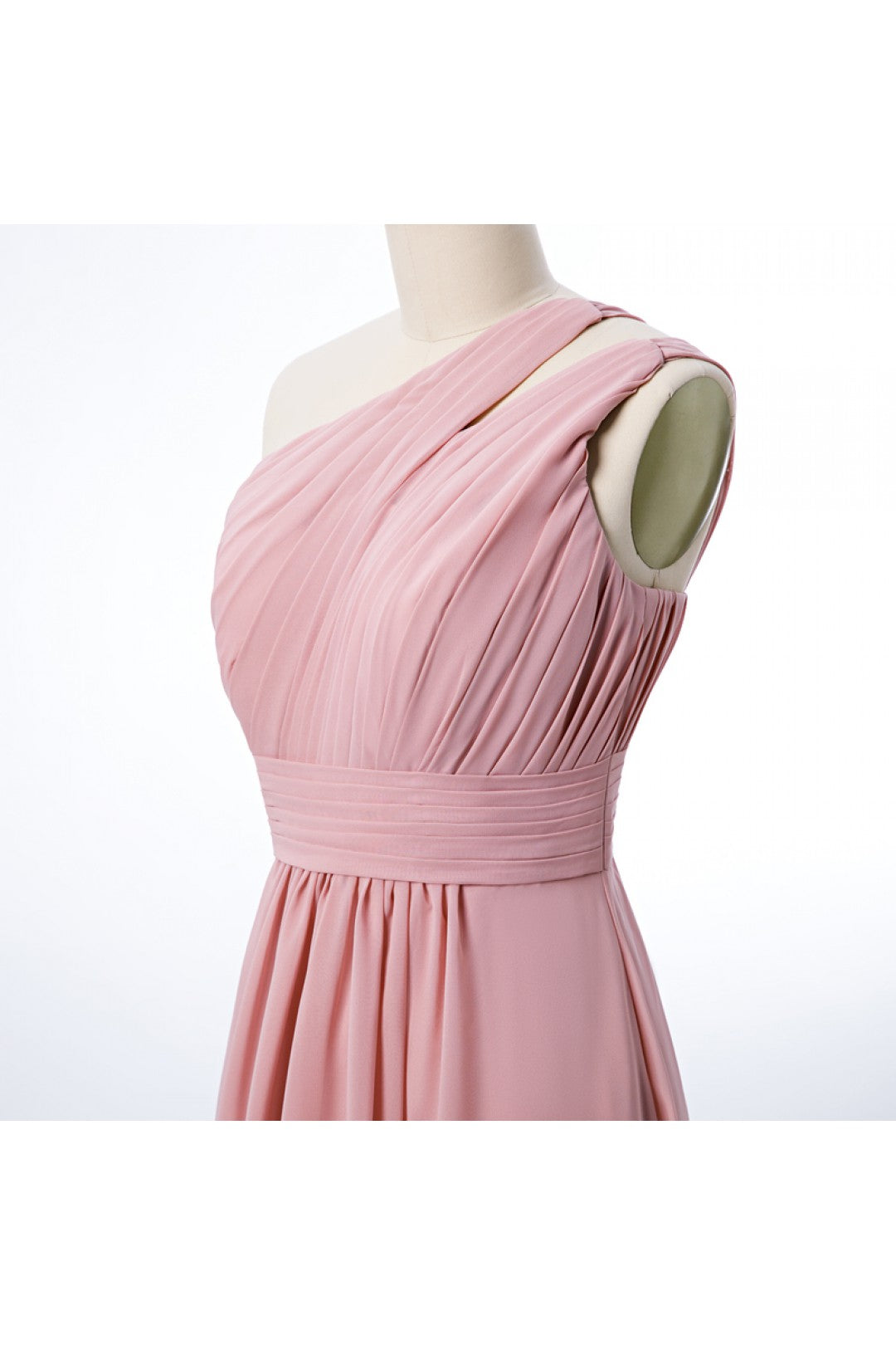 Bridesmaid Dresses Under 116, One Shoulder Blush Pink Chiffon A-line Bridesmaid Dress