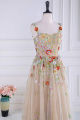 Evening Dress Long Elegant, Dusty Pink Sequined Floral Appliques A-line Long Prom Dress