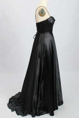 Bridesmaid Dresses Under 117, A-Line Black Sweetheart Lace-Up Prom Gown