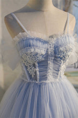 Prom Dresses Mermaide, Sky Blue Sweetheart Bow-Back Short Homecoming Dress