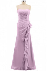 Prom Dress Store Near Me, Pink Strapless Ruffled Mermaid Long Bridesmaid Dress