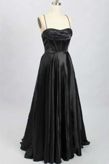 Bridesmaid Dresses Different Styles, A-Line Black Sweetheart Lace-Up Prom Gown