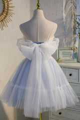 Prom Dress Mermaid, Sky Blue Sweetheart Bow-Back Short Homecoming Dress