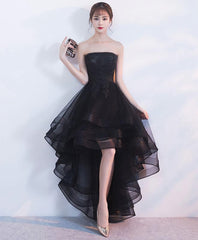 Bridesmaid Dress Purple, Black Tulle Lace Short Prom Dress, Black Tulle Homecoming Dress, 1