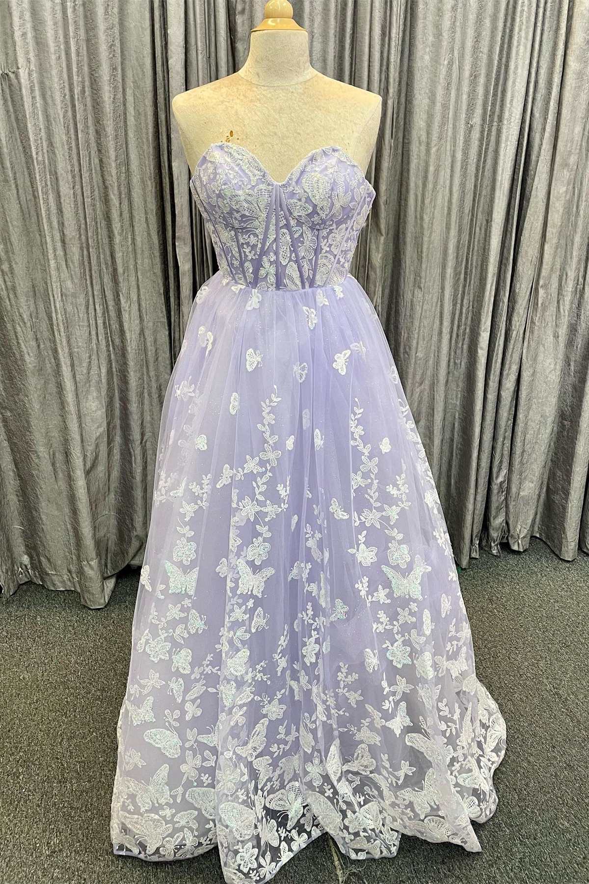Bridesmaid Dress Dusty Rose, Lilac Appliques Sweetheart A-Line Prom Dress