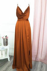 Evening Dresses Lace, burnt orange long prom dress