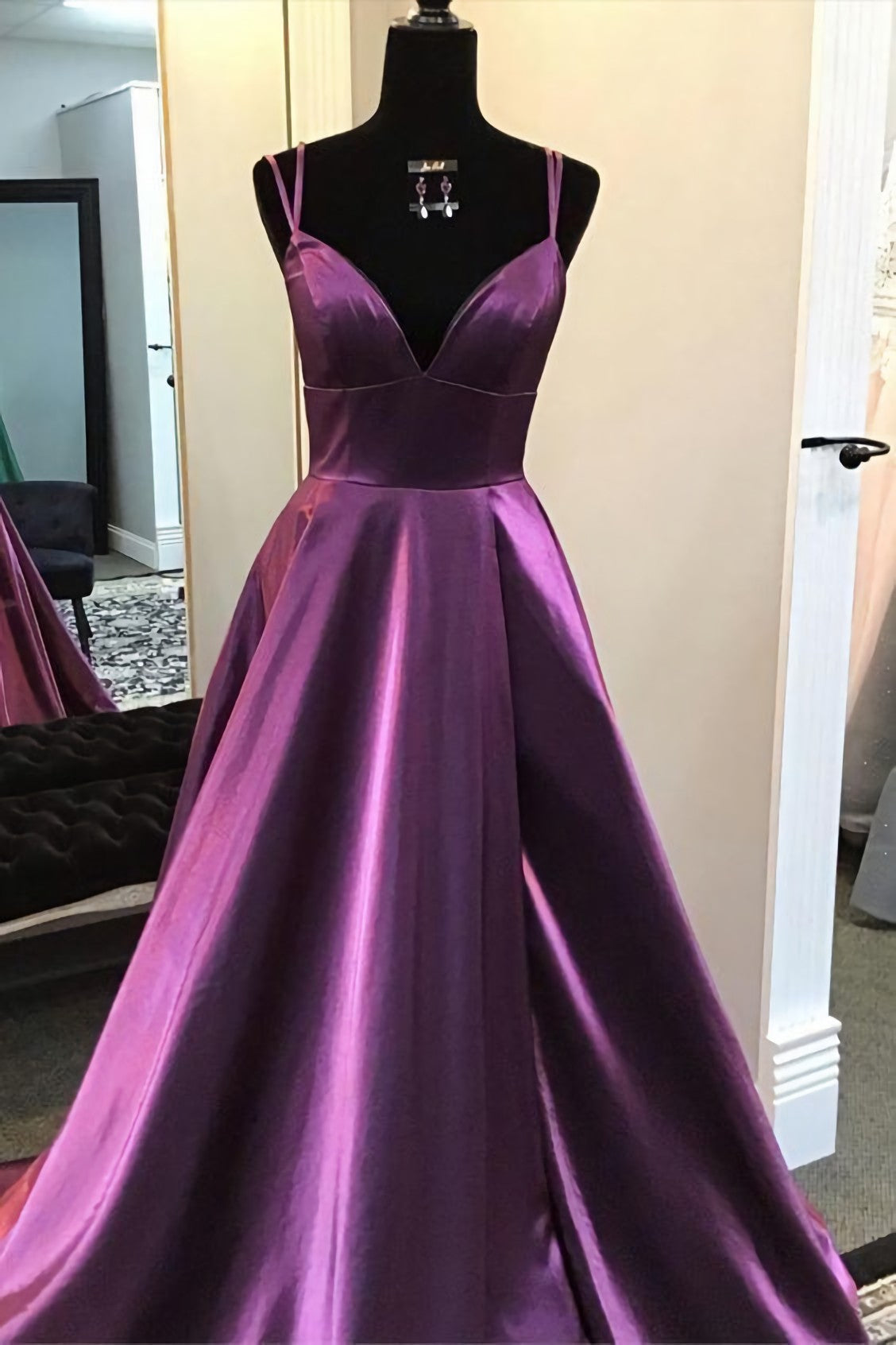 Party Dress Afternoon Tea, Simply Elegant Purple Prom Dress With Double Straps 2444
