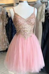 Prom Dress Ideas, Princess Sequins V-Neck Straps A-Line Homecoming Dress
