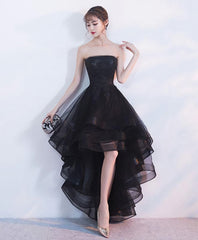 Wedding Color, Black Tulle Lace Short Prom Dress, Black Tulle Homecoming Dress, 1