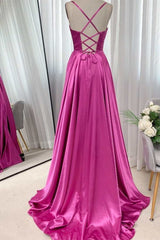 Prom Dress Blue Lace, Barbie Pink Cowl Neck Lace-Up A-Line Prom Dress