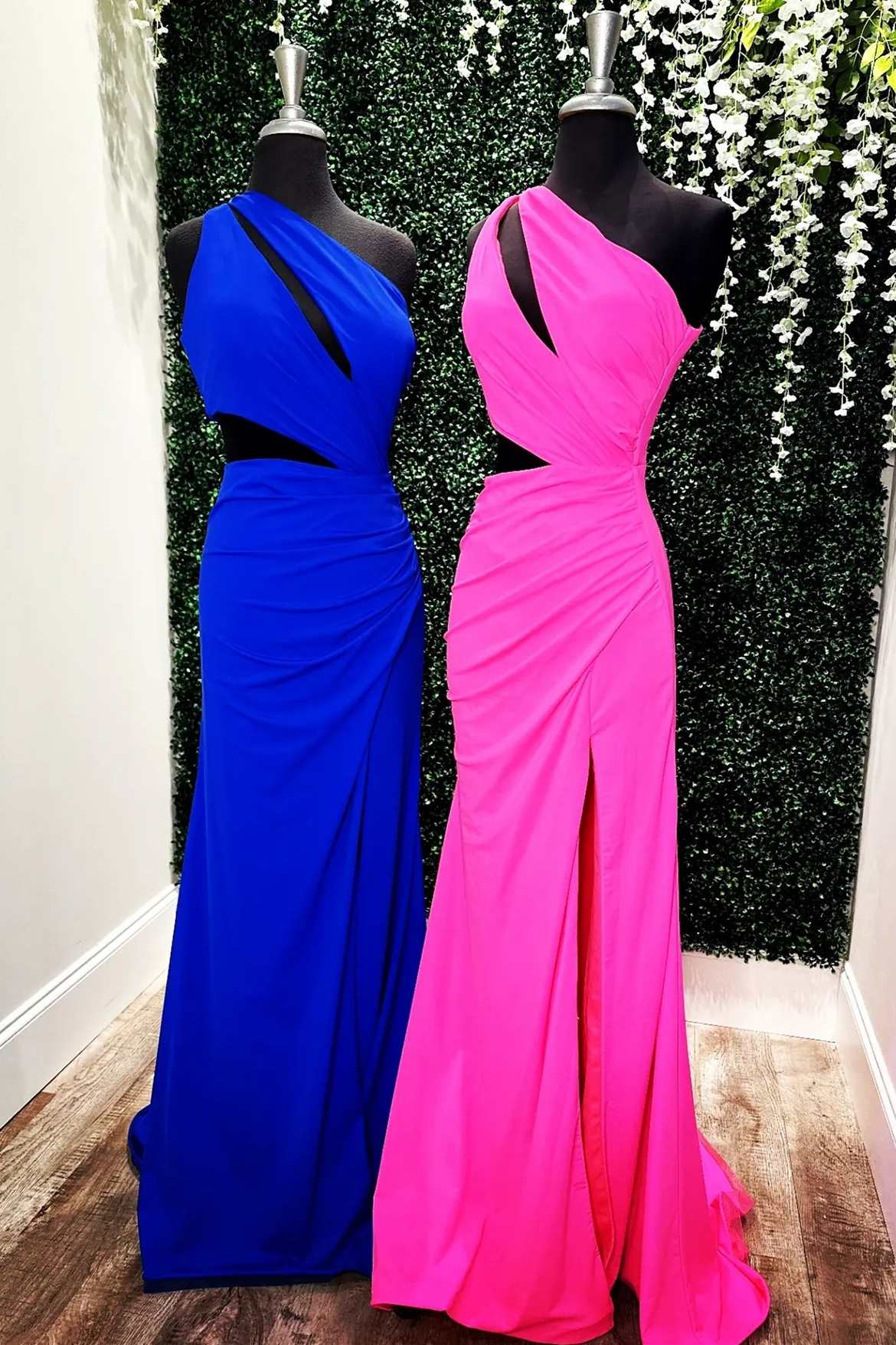 Gown, One-Shoulder Keyhole Cutout Mermaid Long Formal Dress with Slit
