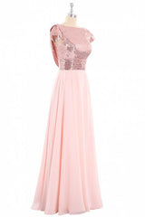 Prom Dress Shop, Burgundy Sequin Cap Sleeve Backless A-Line Bridesmaid Dress