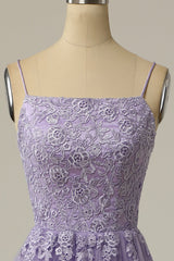 Bridesmaids Dress Style, A Line Strapless Light Purple Long Prom Dress with Appliques