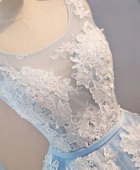 Bridesmaid Dresses Sale, Blue V Neck Tulle Short Prom Dress, Blue Homecoming Dress