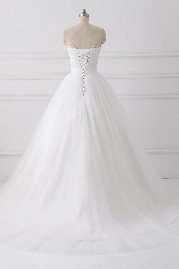 Wedding Dresses Girl, Ball Gown Strapless Sleeveless Lace Up Wedding Dresses