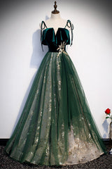 Prom Dresses Suits Ideas, Green Velvet Long Prom Dresses, A-Line Evening Dresses