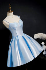 Formal Dress Suits For Ladies, Simple Satin Short Prom Dress, A-Line Blue Party Dress