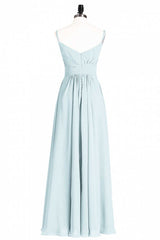Bridesmaid Dress Beach, Mint Green Chiffon Twist Front A-Line Long Bridesmaid Dress