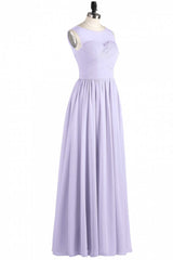 Party Dresses For Weddings, Lavender Chiffon Sweetheart Cutout Back A-Line Long Bridesmaid Dress