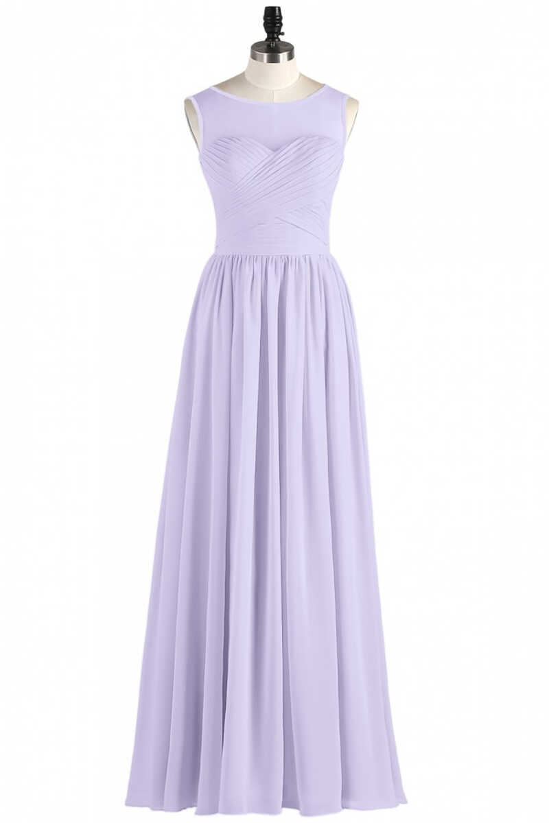 Party Dress Codes, Lavender Chiffon Sweetheart Cutout Back A-Line Long Bridesmaid Dress
