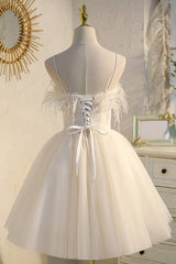 Wedding Guest Dress, Chic Sleeveless Spaghetti Straps Tulle Princess Homecoming Dresses