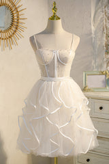 Bridesmaid Dress By Color, Champagne Spaghetti Straps Beading Tulle Princess Homecoming Dresses
